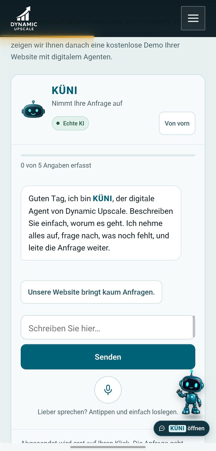 KÜNI nimmt eine Anfrage auf